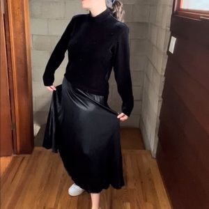 Vintage velvet mock neck dress | satin skirt goth